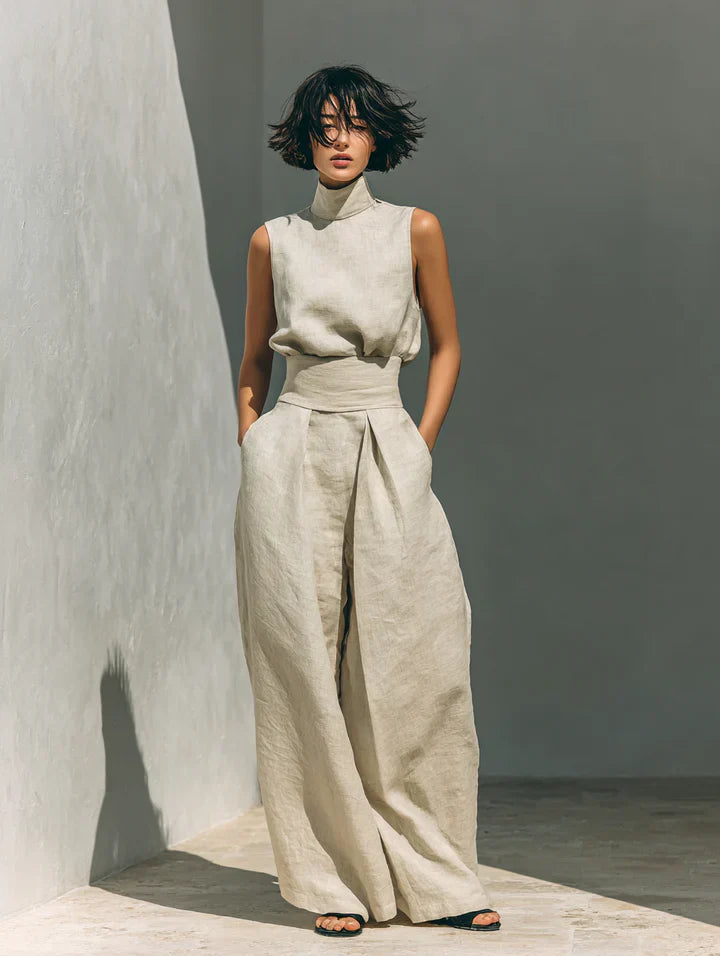 Flor | Conjunto de top sin mangas y pantalón de pierna ancha