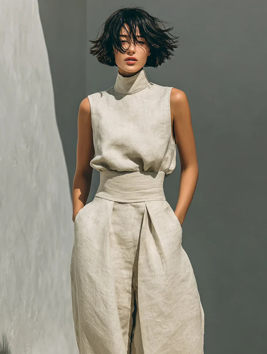 Flor | Conjunto de top sin mangas y pantalón de pierna ancha
