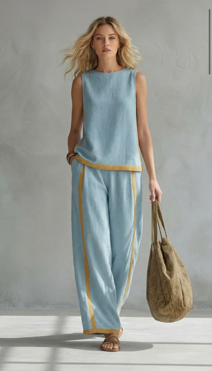 Lydia | Contrast Vest &amp; Trouser Set