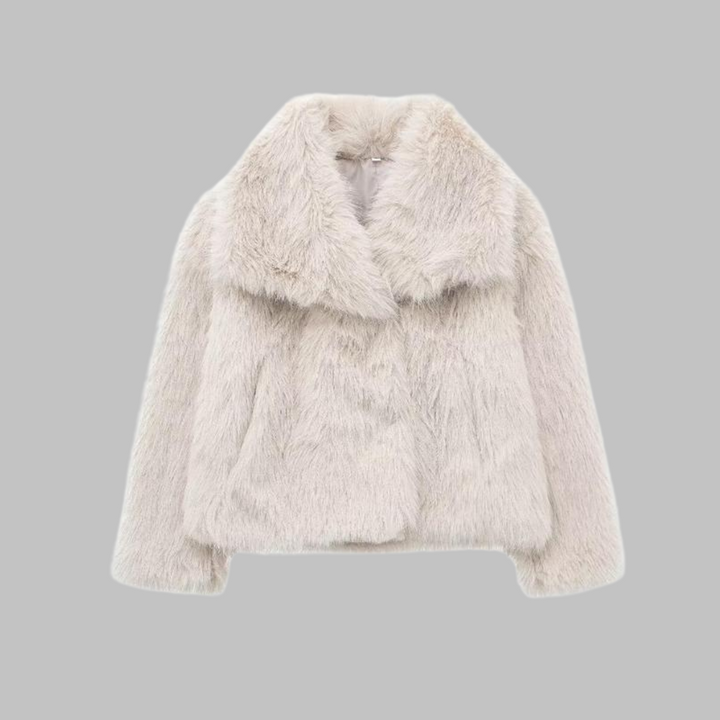 Elsie | Classy Long Sleeve Collared Fuzzy Coat