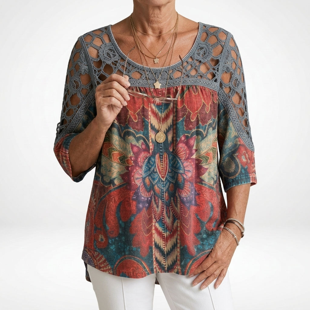 Amelia | Bohemian Ethnic Print Blouse