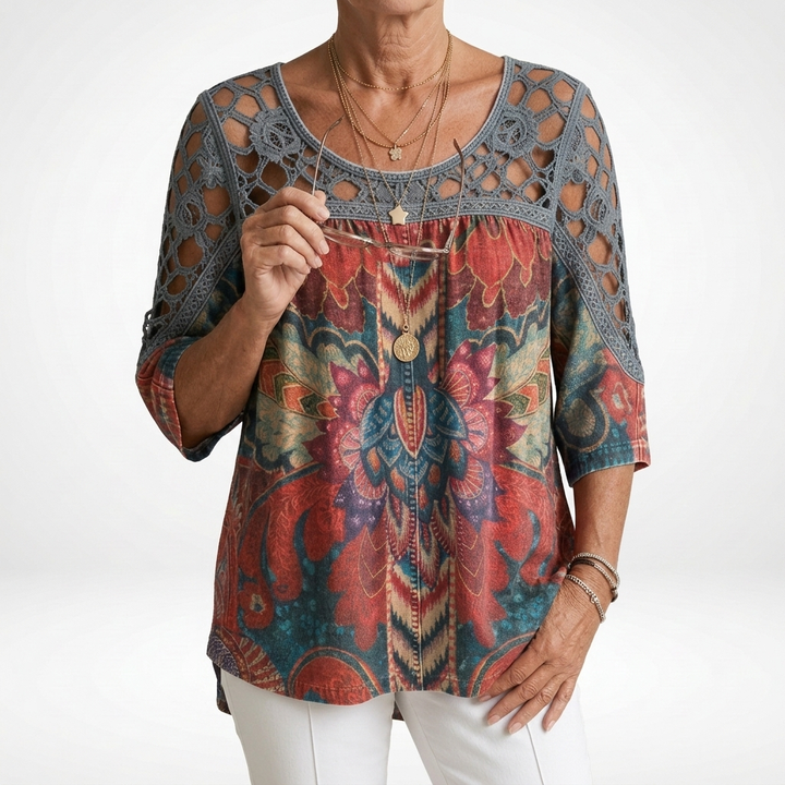 Amelia | Bohemian Ethnic Print Blouse