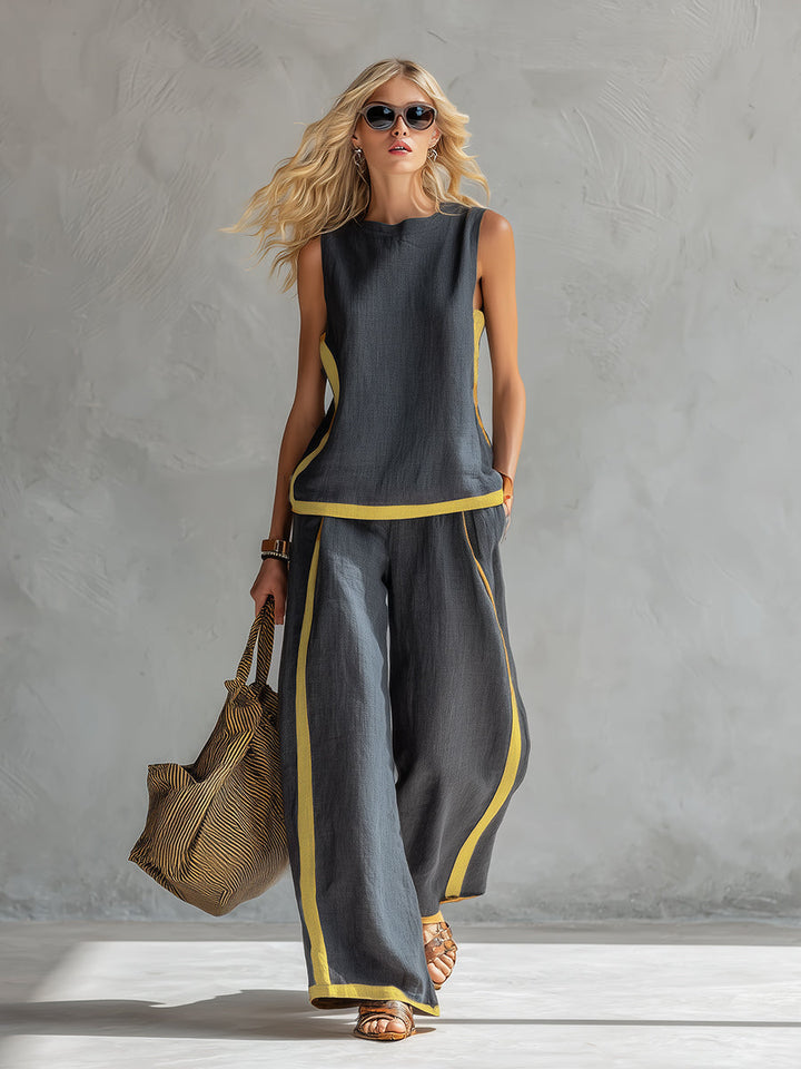 Lydia | Contrast Vest &amp; Trouser Set