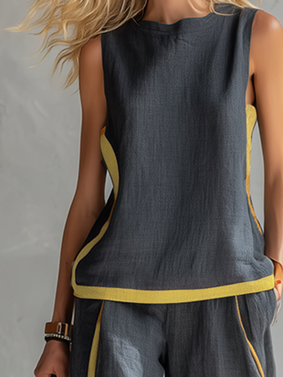 Lydia | Contrast Vest &amp; Trouser Set
