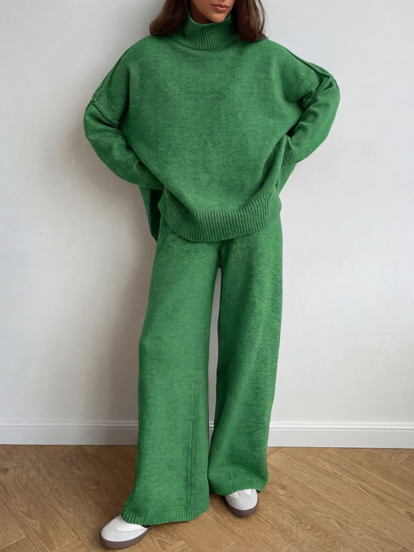 BEATRIX | Turtleneck Sweater &amp; Wide Leg Pants Two-Piece Set