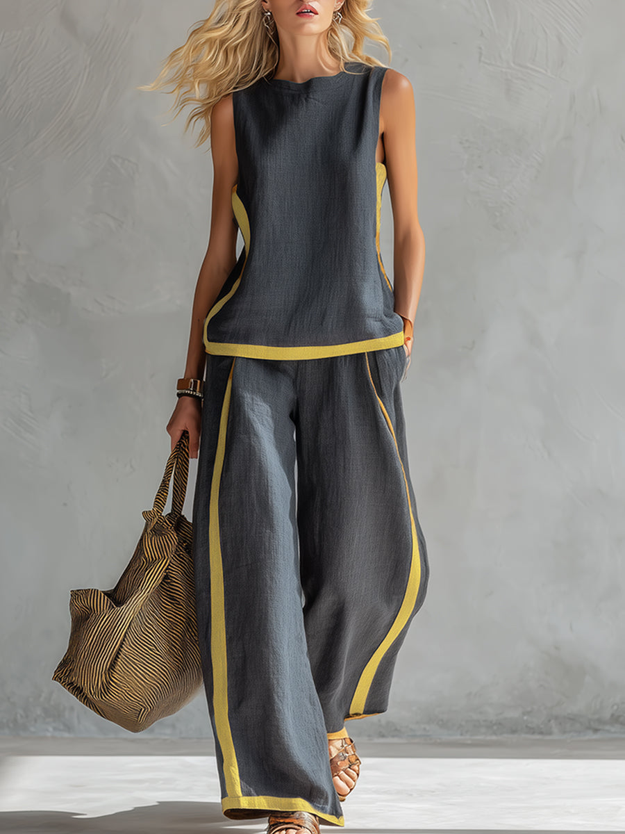 Lydia | Contrast Vest &amp; Trouser Set