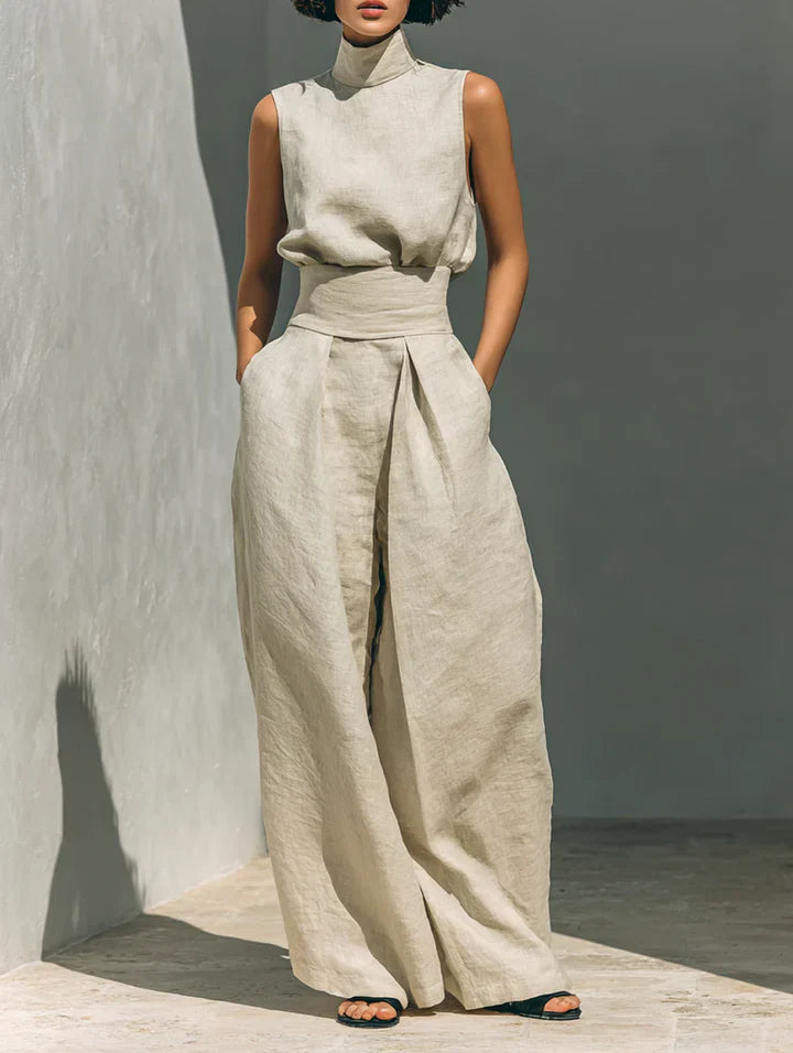 Flor | Conjunto de top sin mangas y pantalón de pierna ancha