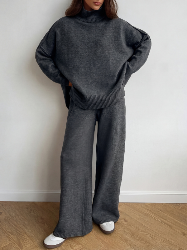 BEATRIX | Turtleneck Sweater &amp; Wide Leg Pants Two-Piece Set