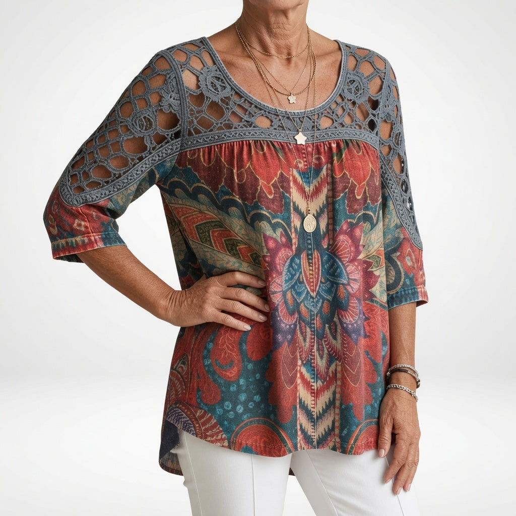 Amelia | Bohemian Ethnic Print Blouse