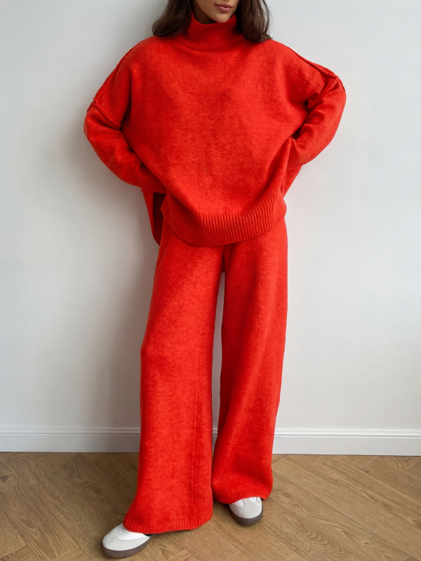 BEATRIX | Turtleneck Sweater &amp; Wide Leg Pants Two-Piece Set