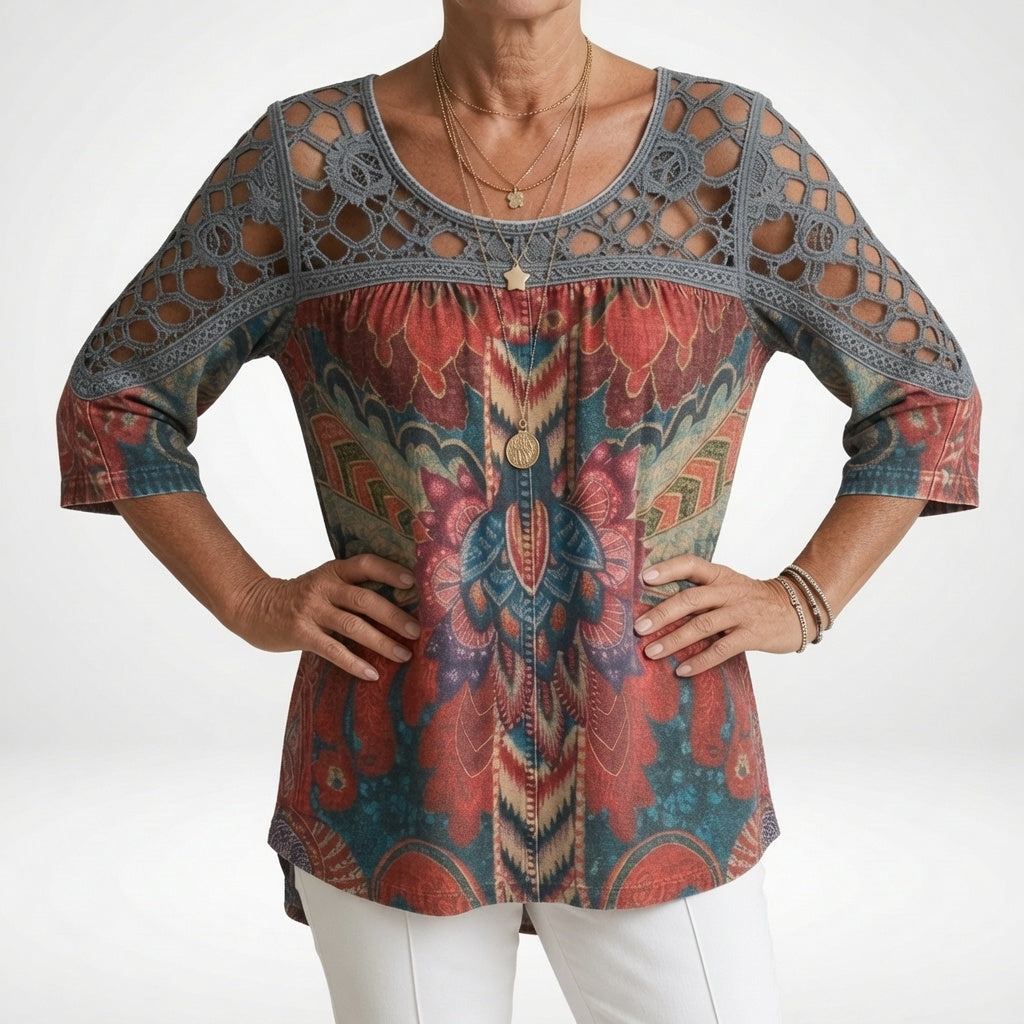 Amelia | Bohemian Ethnic Print Blouse