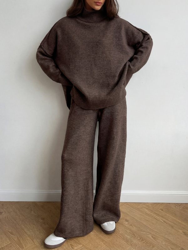 BEATRIX | Turtleneck Sweater &amp; Wide Leg Pants Two-Piece Set