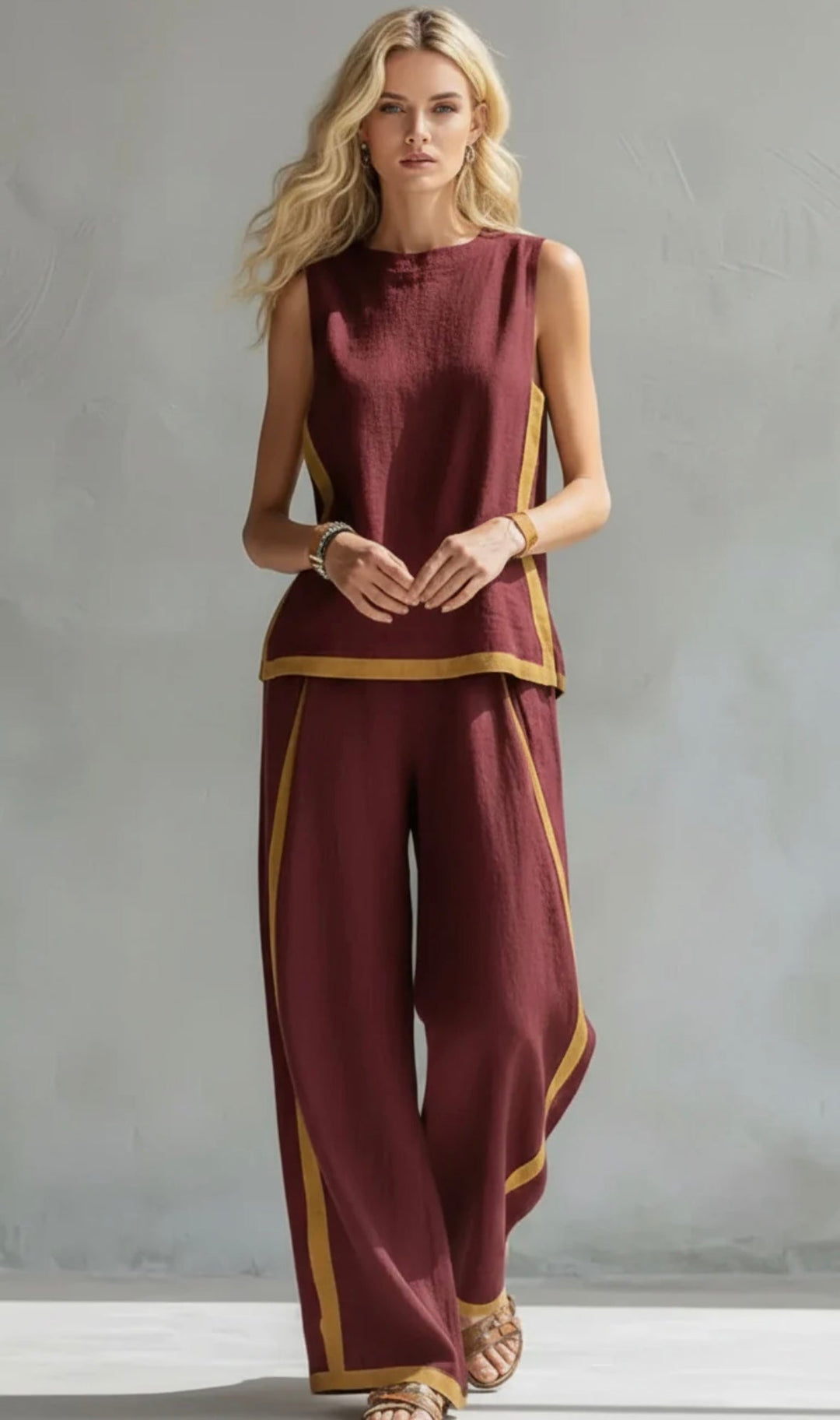 Lydia | Contrast Vest &amp; Trouser Set