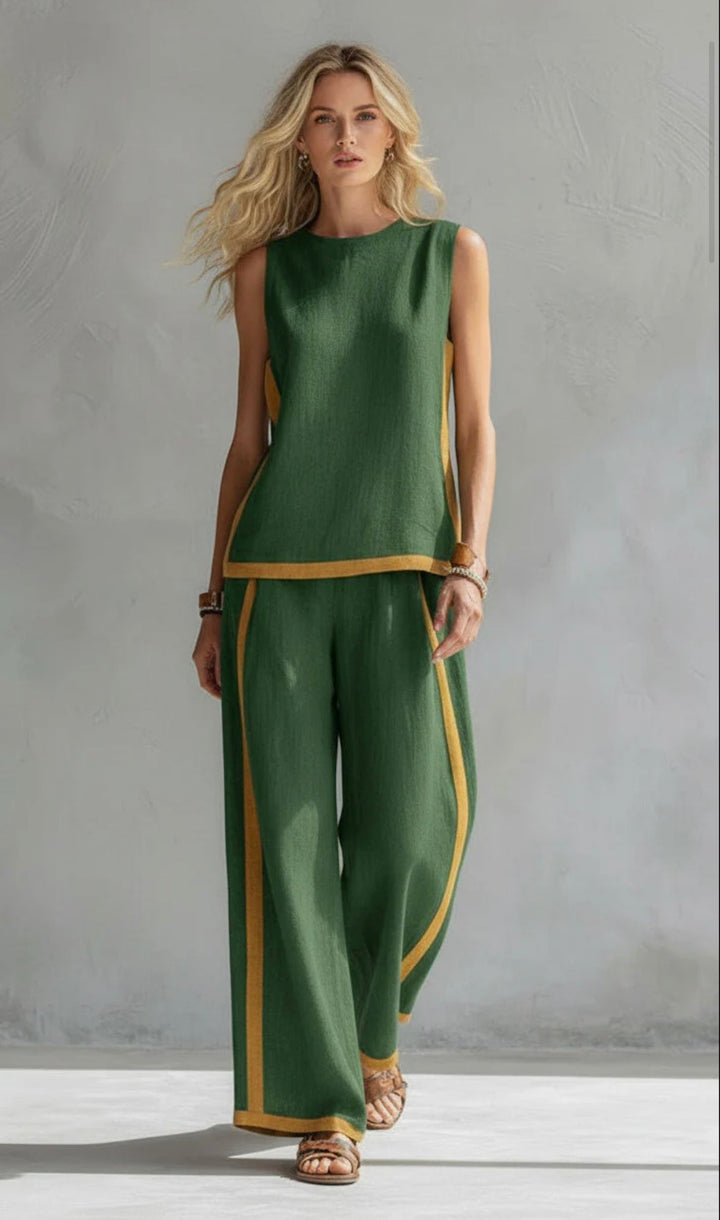 Lydia | Contrast Vest &amp; Trouser Set