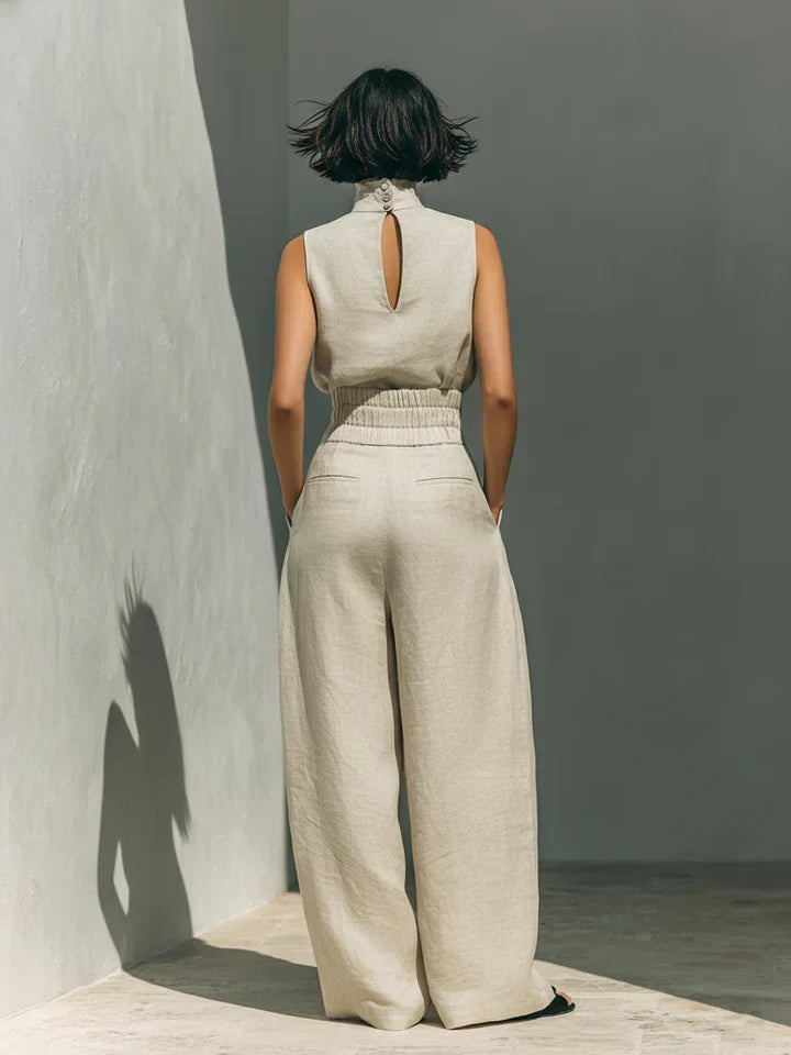Flor | Conjunto de top sin mangas y pantalón de pierna ancha