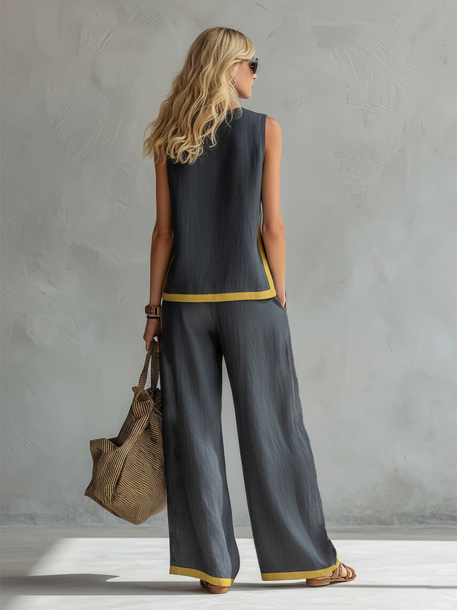 Lydia | Contrast Vest &amp; Trouser Set