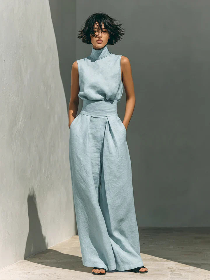 Flor | Conjunto de top sin mangas y pantalón de pierna ancha