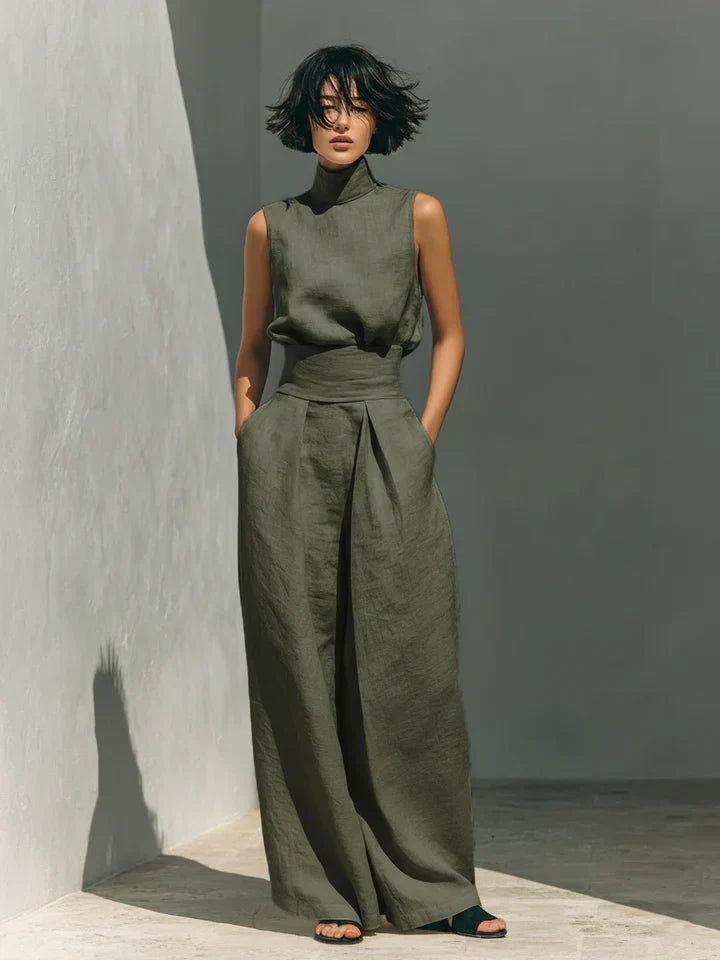Flor | Conjunto de top sin mangas y pantalón de pierna ancha
