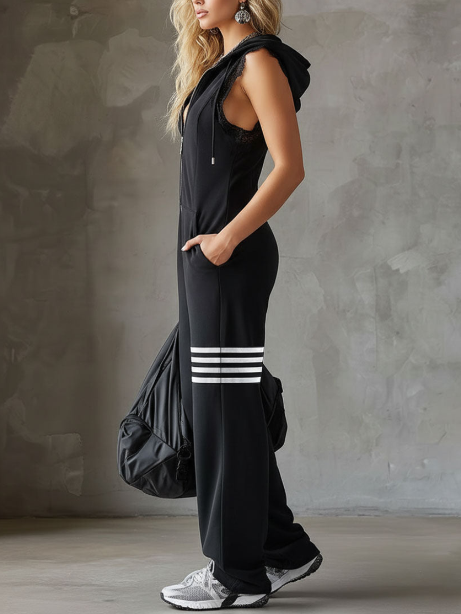 Clarissa | Retro Sporty Jumpsuit With Hood
