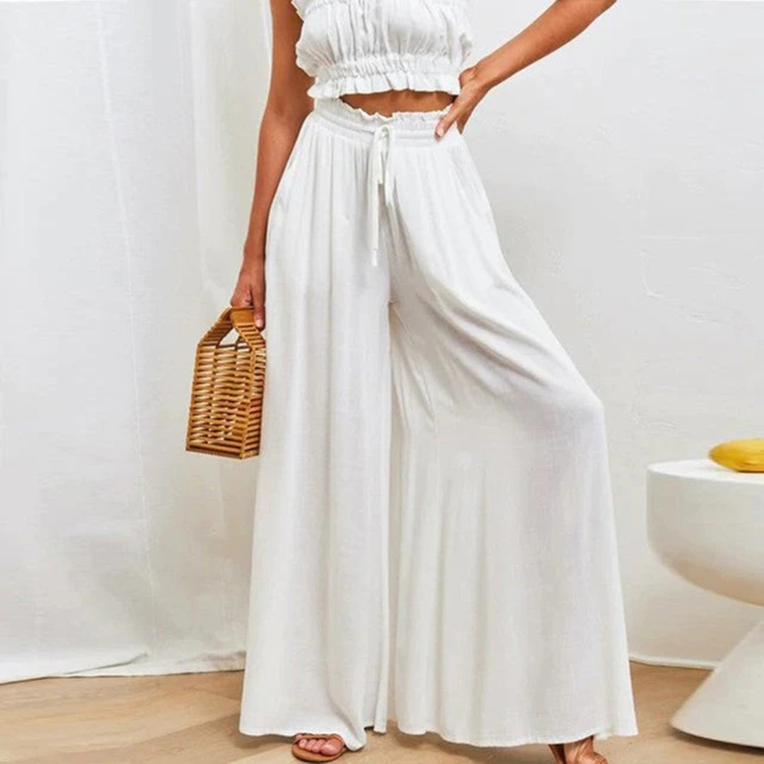 Gabriella | High Waist Elastic Pants with Drawstring and Pockets