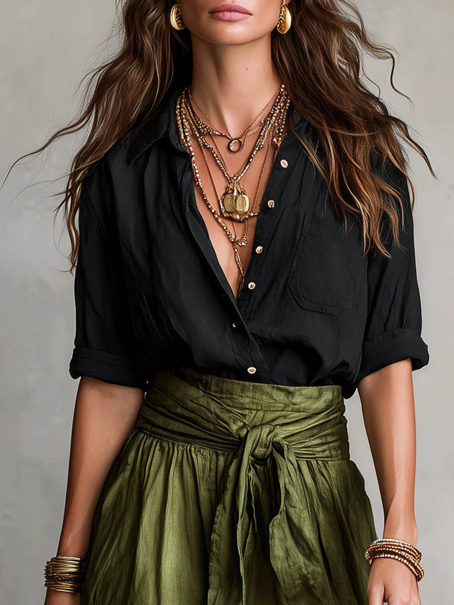 Abbie | Shirt &amp; Midi Skirt Set