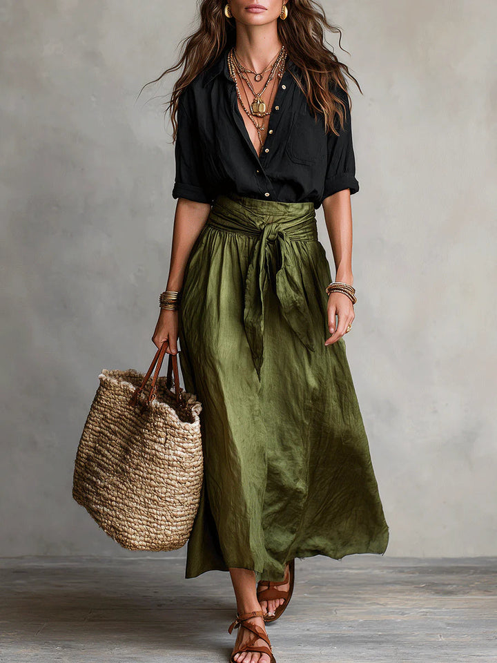 Abbie | Shirt &amp; Midi Skirt Set