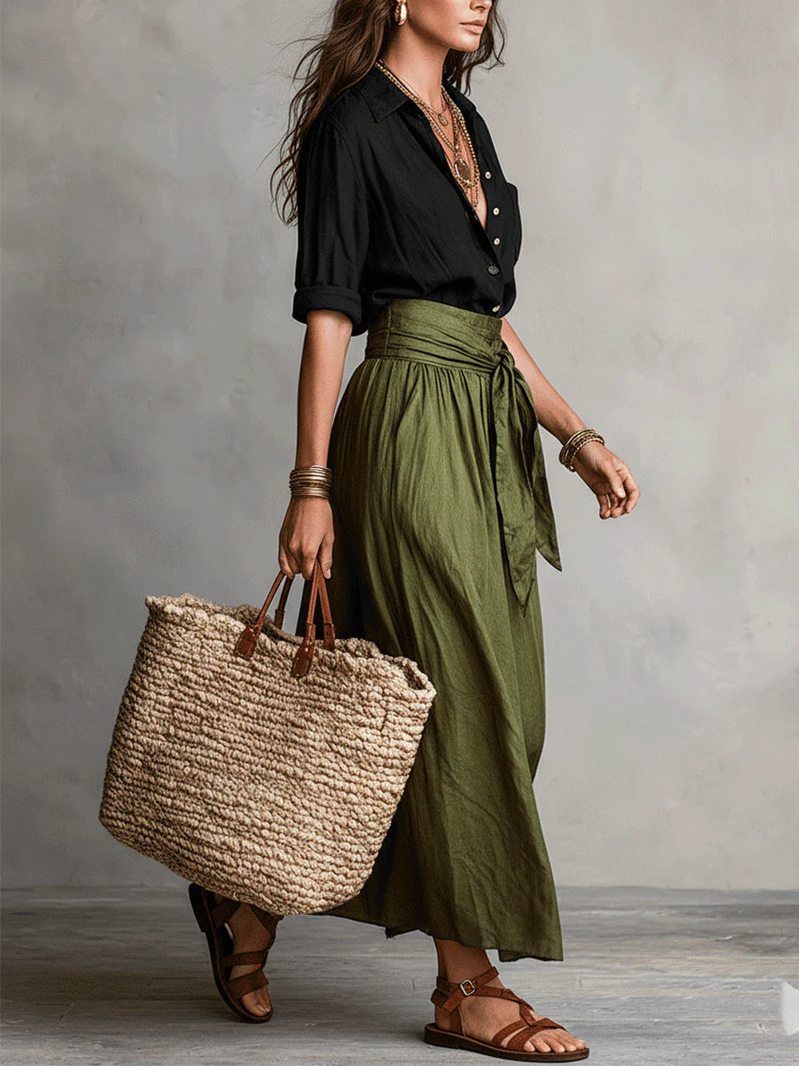 Abbie | Shirt &amp; Midi Skirt Set