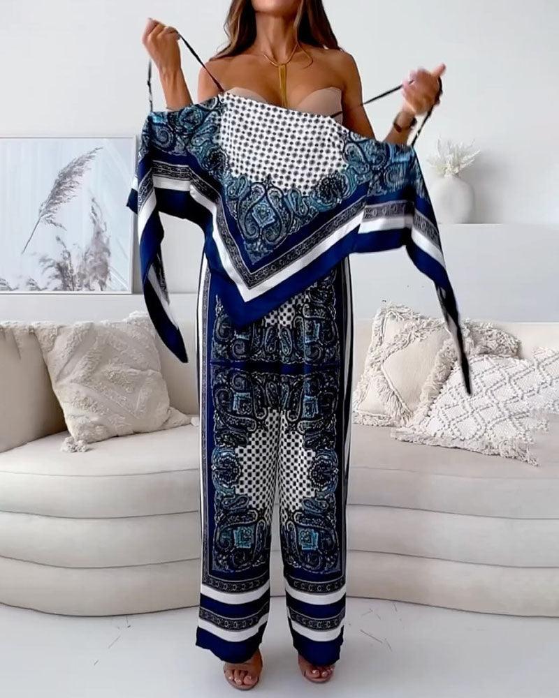 Helen | Conjunto de dos piezas con chaleco de cordones y pantalón, estilo vacacional y elegante