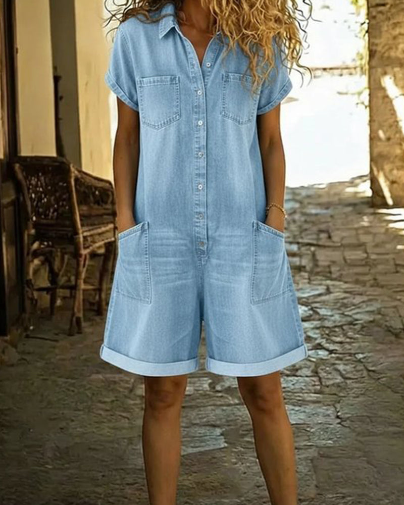 Delya | Short Sleeve Playsuit Dress