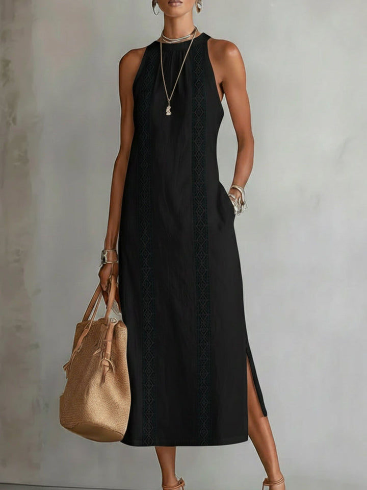 Jimena | Sleeveless Midi Dress with mao collar