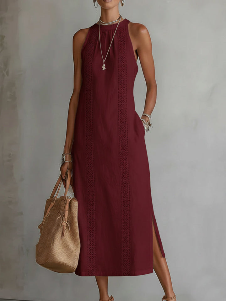 Jimena | Sleeveless Midi Dress with mao collar